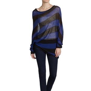 BCBG Asymmetrical Blue and Black Sweater, Small